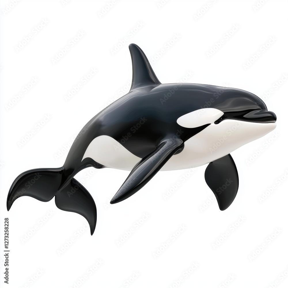 Obraz premium Powerful orca with a sleek black and white body isolated on white background