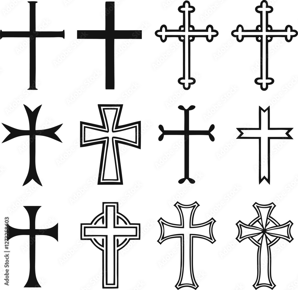Fototapeta premium Christian cross collection.