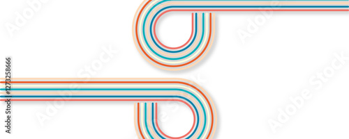 Retro vintage 70s style stripes background poster lines. Abstract stylish 70s era line frame illustration. Geometric hippie rainbows line. Retro rainbow groovy color striped poster Background.