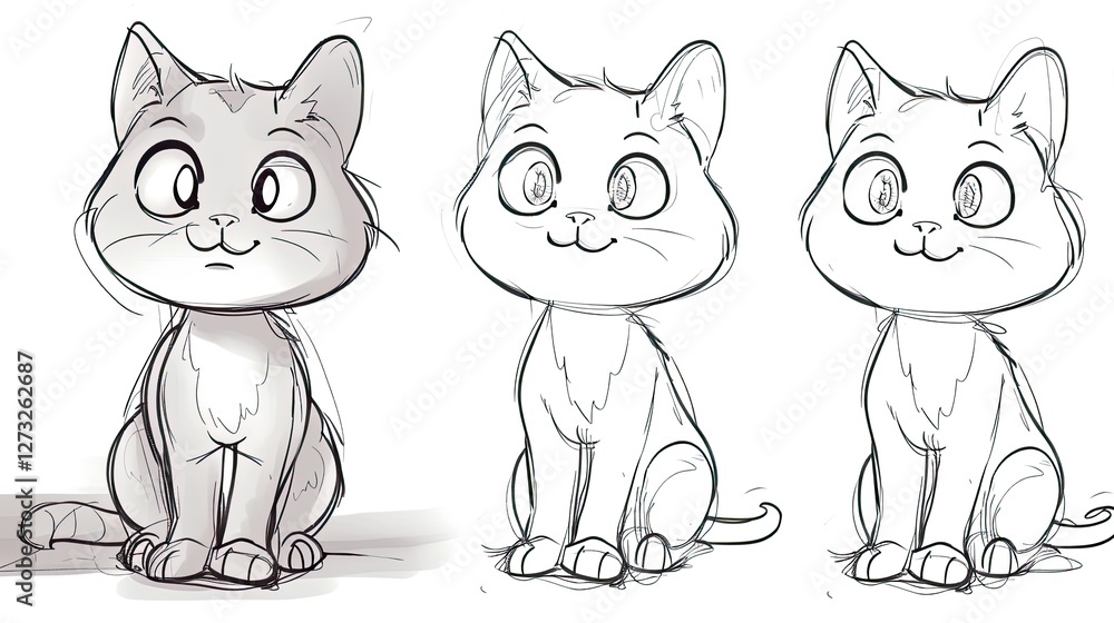 Fototapeta premium A simple sketch of an adorable cat