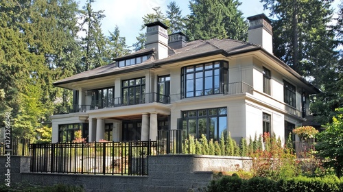 Wallpaper Mural A high-end residential property featuring an aluminum swing gate with a clean, modern design Torontodigital.ca