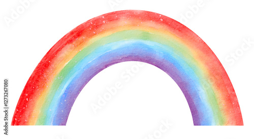 Textured watercolor  illustration of magical rainbow , hand drawn artwork, isolated element, clipart, Watercolor LGBT pride rainbow illustration, symbol of diversity and inclusion