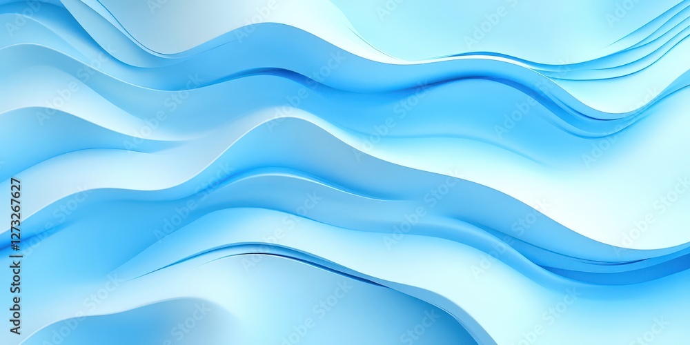 Obraz premium This stylized image features elegant blue waves rendered in a minimalist style, perfectly encapsulating concepts of fluidity, simplicity, and modern artistic expression.