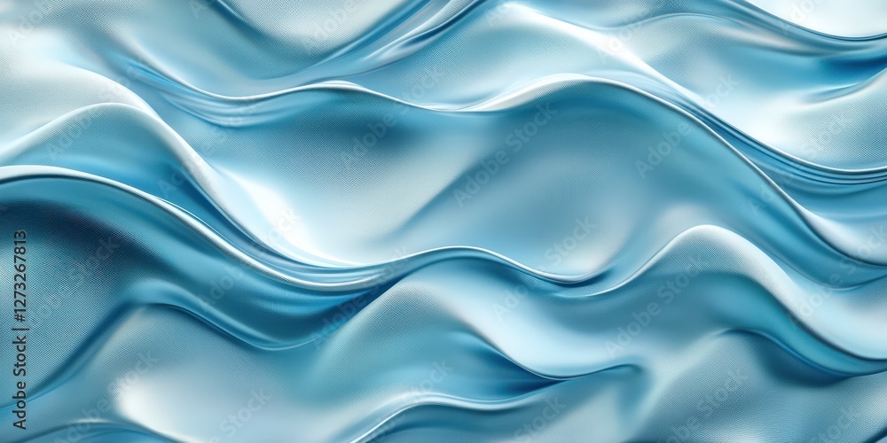Fototapeta premium The image beautifully captures soft blue satin waves, flowing gently like water, evoking feelings of tranquility, grace, and fluidity, perfect for a calming visual experience.