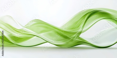 Emerging soft green translucent waves create a stunning visual effect against a clean white background, symbolizing fluidity, growth, and the beauty of nature's movement.