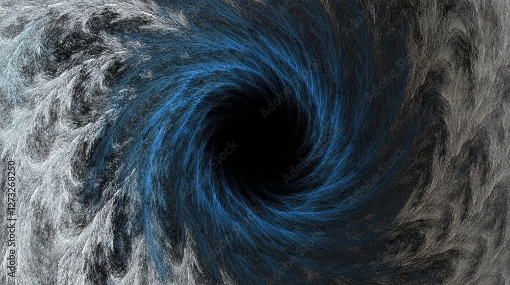 Obraz premium Abstract swirling vortex with dark center and blue accents