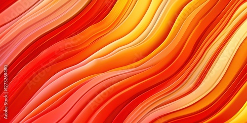 This vibrant abstract piece features bright orange and yellow waves, with smooth textures and elegant curves that create a lively yet harmonious atmosphere full of energy.
