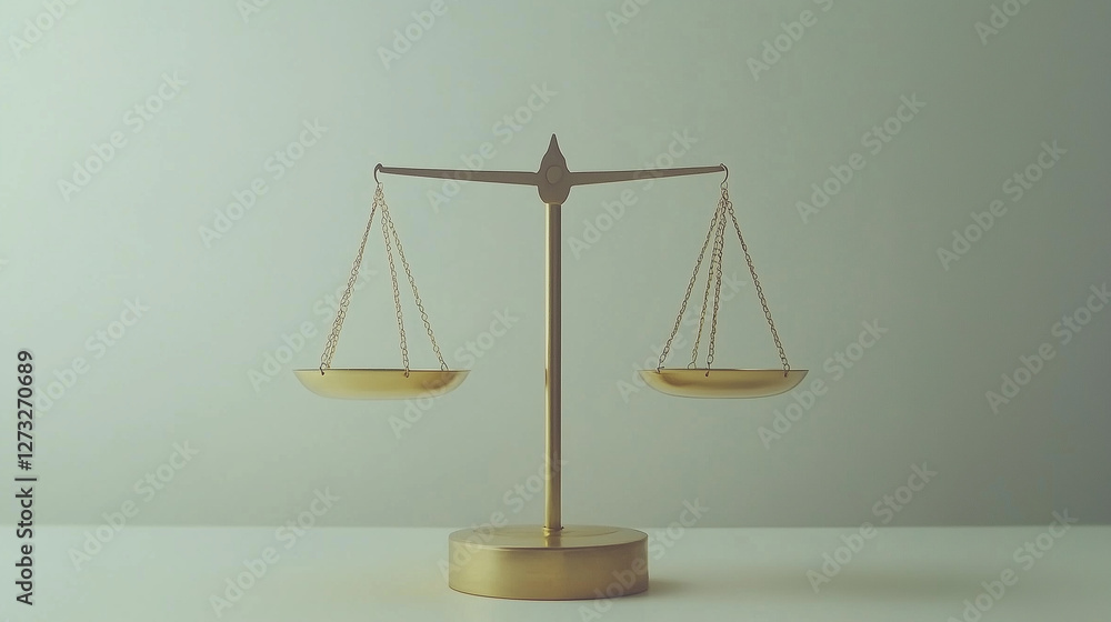 Golden balance scale symbolizing fairness and justice in legal decisions. Law and ethics concept Golden balance scale symbolizing fairness and justice in legal decisions. Law and ethics concept