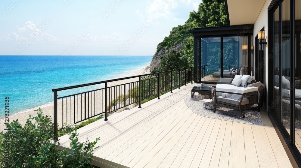 A luxury hotel balcony with aluminum handrails, offering safety without compromising aesthetics A luxury hotel balcony with aluminum handrails, offering safety without compromising aesthetics