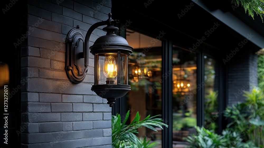 Exterior Wall Lantern Lighting a Modern Home