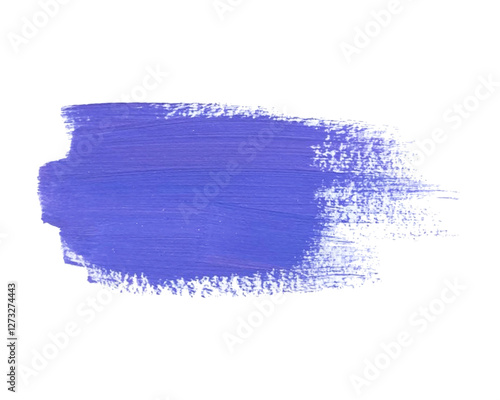 Stroke of purple acrylic paint, wide brush, isolated on white background. Color of spring mood and vibe. Vector illustration