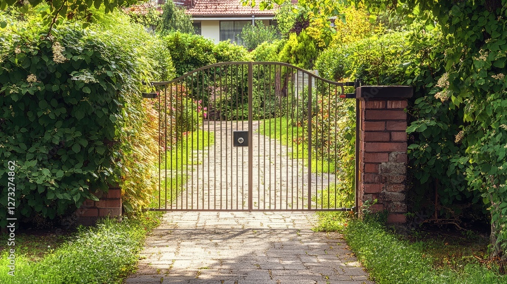 A sturdy aluminum gate with a childproof locking system for added safety at home A sturdy aluminum gate with a childproof locking system for added safety at home