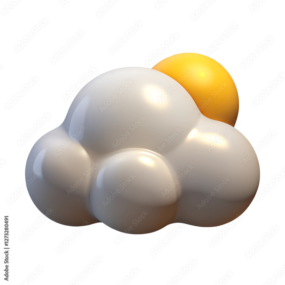 3D icon of Cloud with a Sun Peeking Out 3D icon of Cloud with a Sun Peeking Out