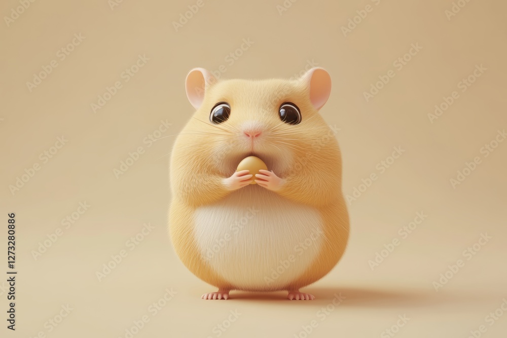 Adorable Hamster Holding a Seed - 3D Render Adorable Hamster Holding a Seed - 3D Render