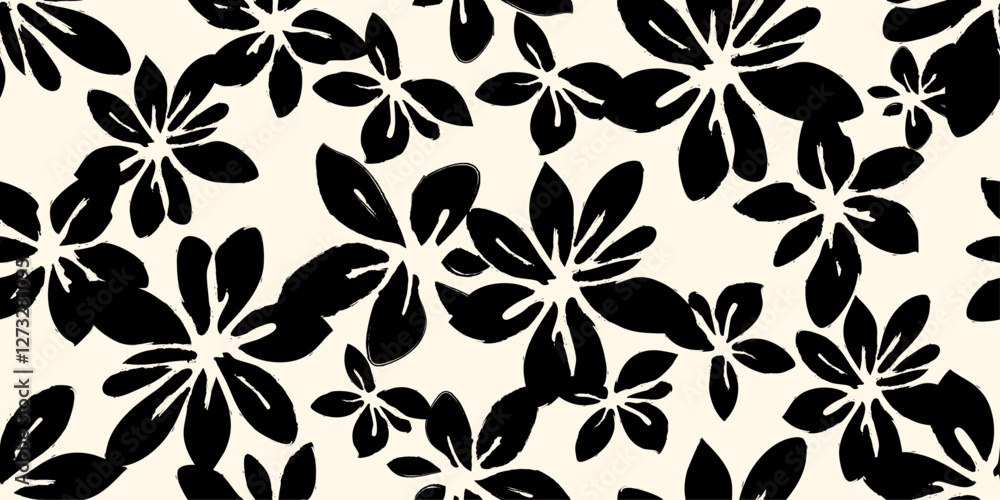 Flower seamless pattern. abstract floral background. Modern print in black and white colors, fabric, wallpaper, covers, cards, wall art, posters and decoration. Flower seamless pattern. abstract floral background. Modern print in black and white colors, fabric, wallpaper, covers, cards, wall art, posters and decoration.