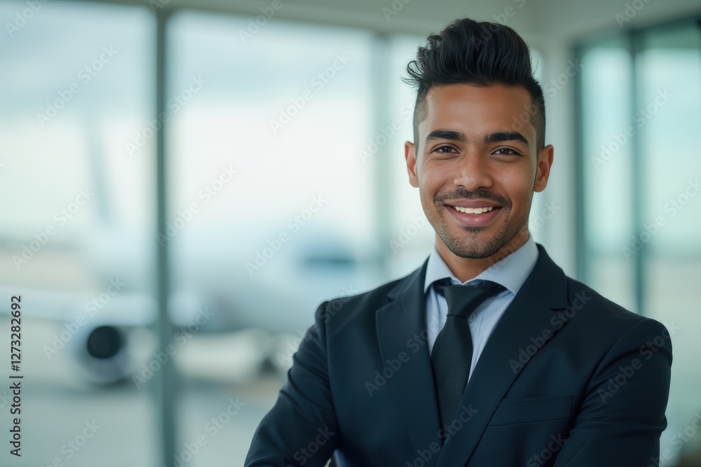 Head and shoulders Portrait of an elegant stylish Eritrean young male flight attendant in uniform. Head and shoulders Portrait of an elegant stylish Eritrean young male flight attendant in uniform.