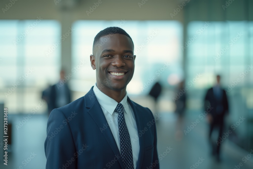 Head and shoulders Portrait of an elegant stylish Gabonese young male flight attendant in uniform. Head and shoulders Portrait of an elegant stylish Gabonese young male flight attendant in uniform.