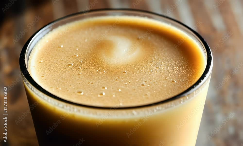 Offee Drink with Foam and Smal Bubbles Top View Offee Drink with Foam and Smal Bubbles Top View
