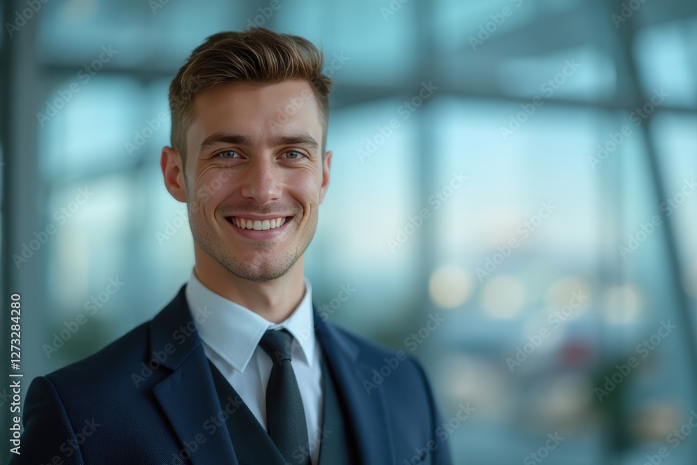 Head and shoulders Portrait of an elegant stylish Greek young male flight attendant in uniform. Head and shoulders Portrait of an elegant stylish Greek young male flight attendant in uniform.