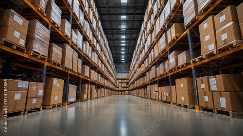 Wallpaper Mural Storage facility filled with large cardboard boxes on wooden pallets Torontodigital.ca