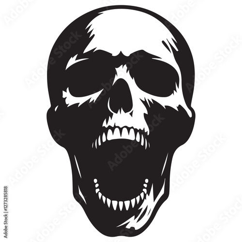 Screaming Skull Silhouette Illustration Macabre Symbol of Death and Horror