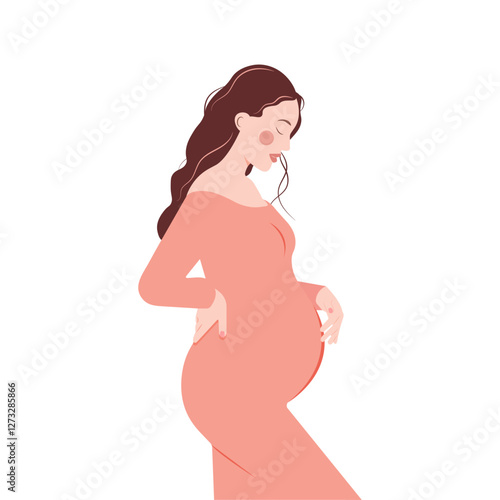 
A delicate vector illustration of a pregnant woman in profile. Perfect for maternity articles, pregnancy calendars, medical projects, and social media. Minimalist, harmonious, and feminine.