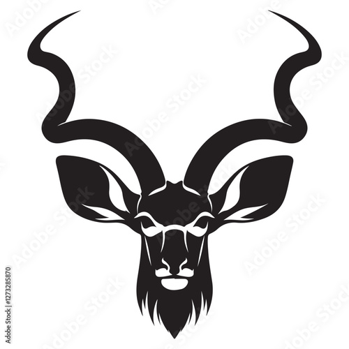 Majestic Kudu Antelope Head Silhouette Symbol of African Wildlife