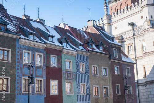 Obraz na płótnie Colorful merchant houses on the Old Market Square in Poznań.
w salonie