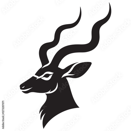 Magnificent Kudu Silhouette Vector Image with Elegant Horn Design