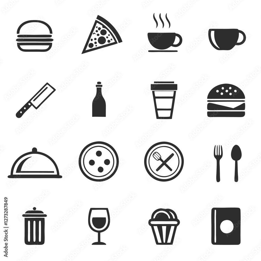 Restaurant Essentials Icon Set for Branding Restaurant Essentials Icon Set for Branding