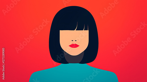 Minimalist portrait of a woman with dark hair on a gradient background