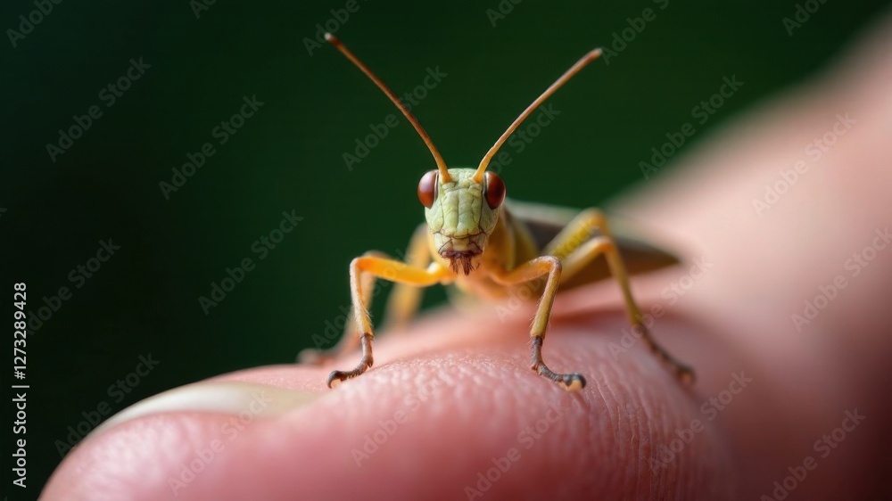Fototapeta premium Grasshopper close-up macro shot