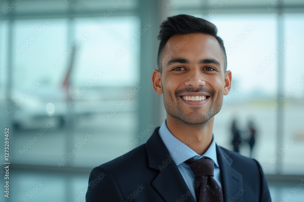 Head and shoulders Portrait of an elegant stylish Malagasy young male flight attendant in uniform. Head and shoulders Portrait of an elegant stylish Malagasy young male flight attendant in uniform.