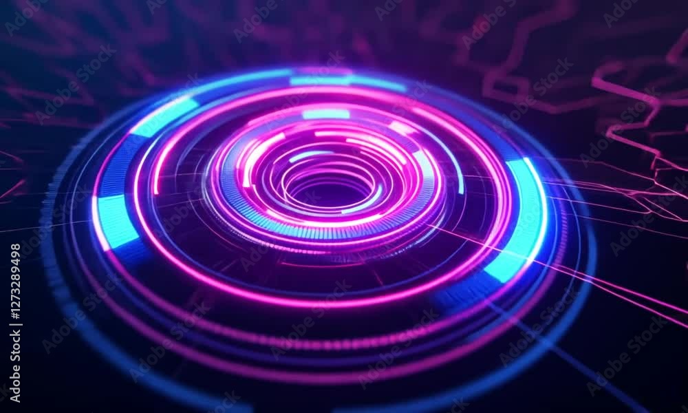 Abstract neon circles, digital technology, futuristic background, data visualization, website design Abstract neon circles, digital technology, futuristic background, data visualization, website design
