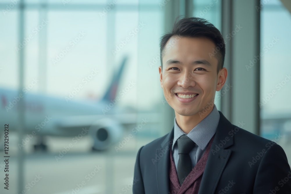 Head and shoulders Portrait of an elegant stylish Marshallese young male flight attendant in uniform. Head and shoulders Portrait of an elegant stylish Marshallese young male flight attendant in uniform.