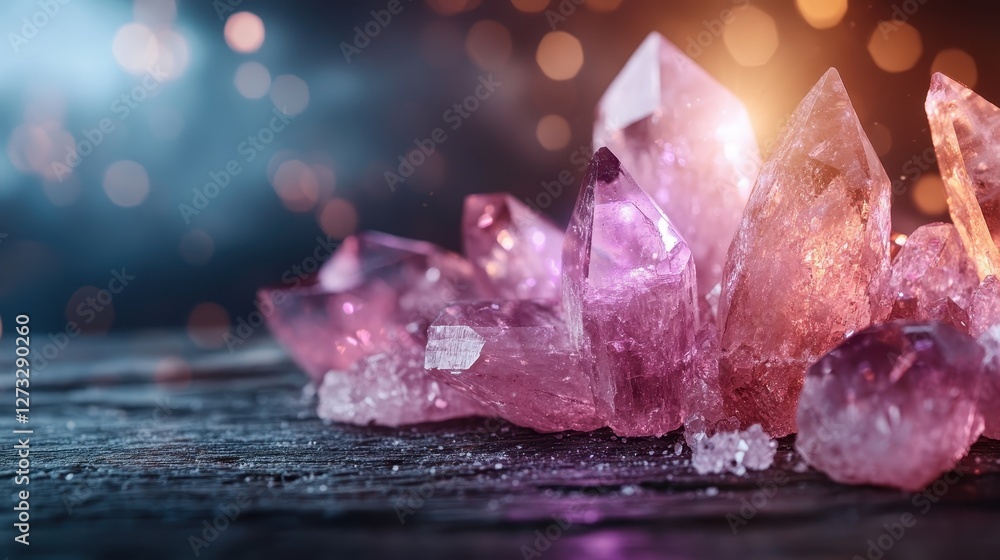 A captivating display of sparkling purple crystals, showcasing intricate facets and bokeh effects that evoke a sense of mystery and allure, perfect for artistic interpretation. A captivating display of sparkling purple crystals, showcasing intricate facets and bokeh effects that evoke a sense of mystery and allure, perfect for artistic interpretation.