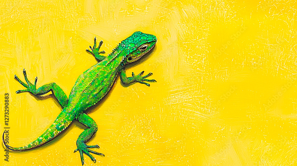 Fototapeta premium lagarto sobre fondo amarillo
