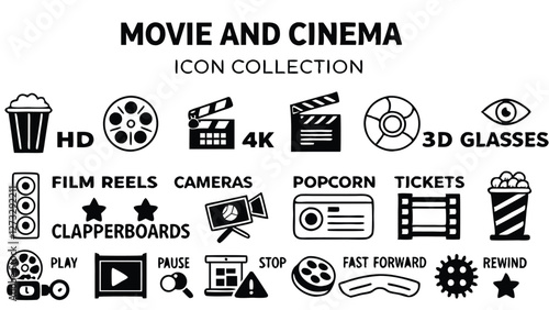 Comprehensive Movie and Cinema Icon Set