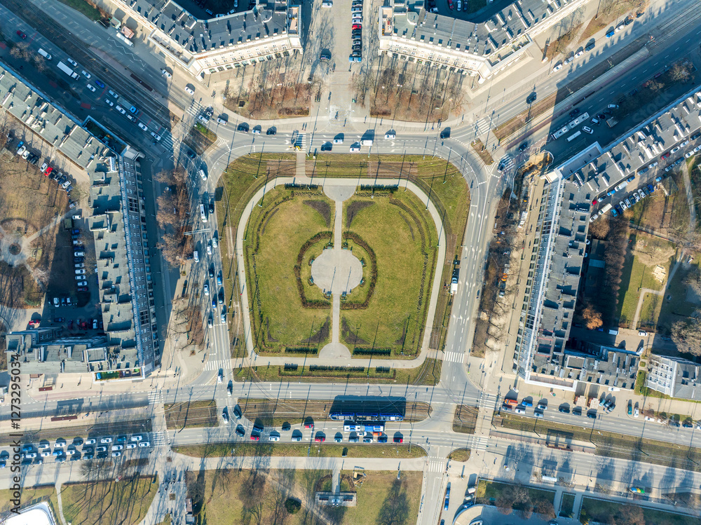 Nowa Huta, Krakow, Poland. Aerial view