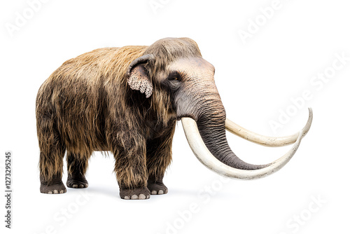 Woolly mammoth, prehistoric mammal isolated on white background