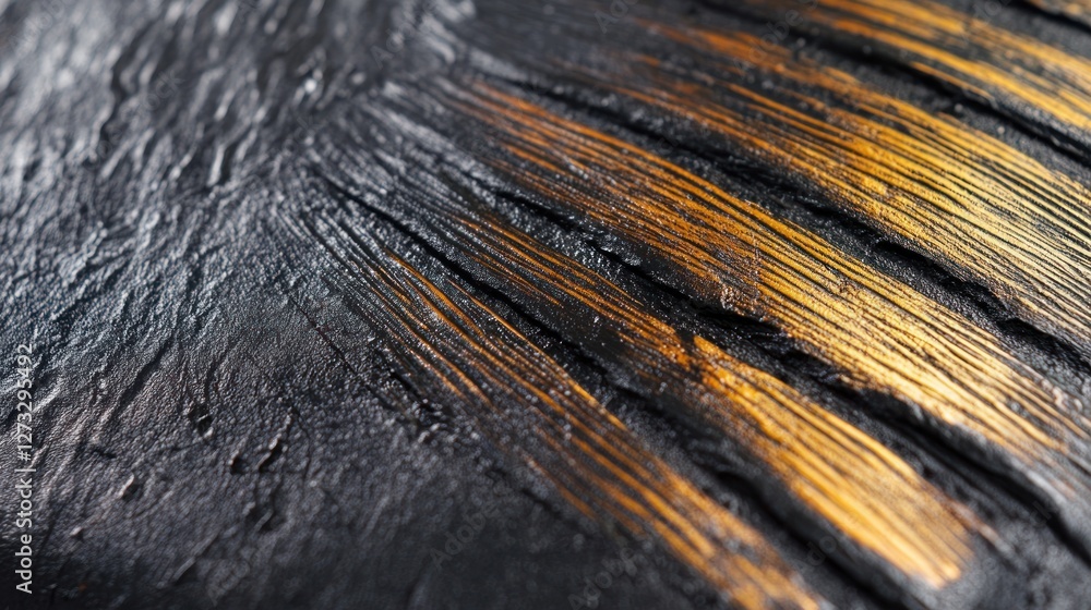 Charred Wood Texture Showing Golden Grain Charred Wood Texture Showing Golden Grain