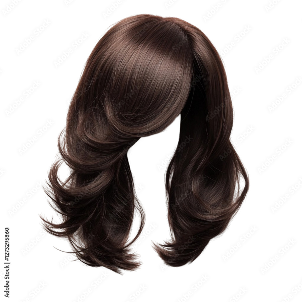 Fototapeta premium Brown Wavy Hair Wig Fashionable Hairstyle