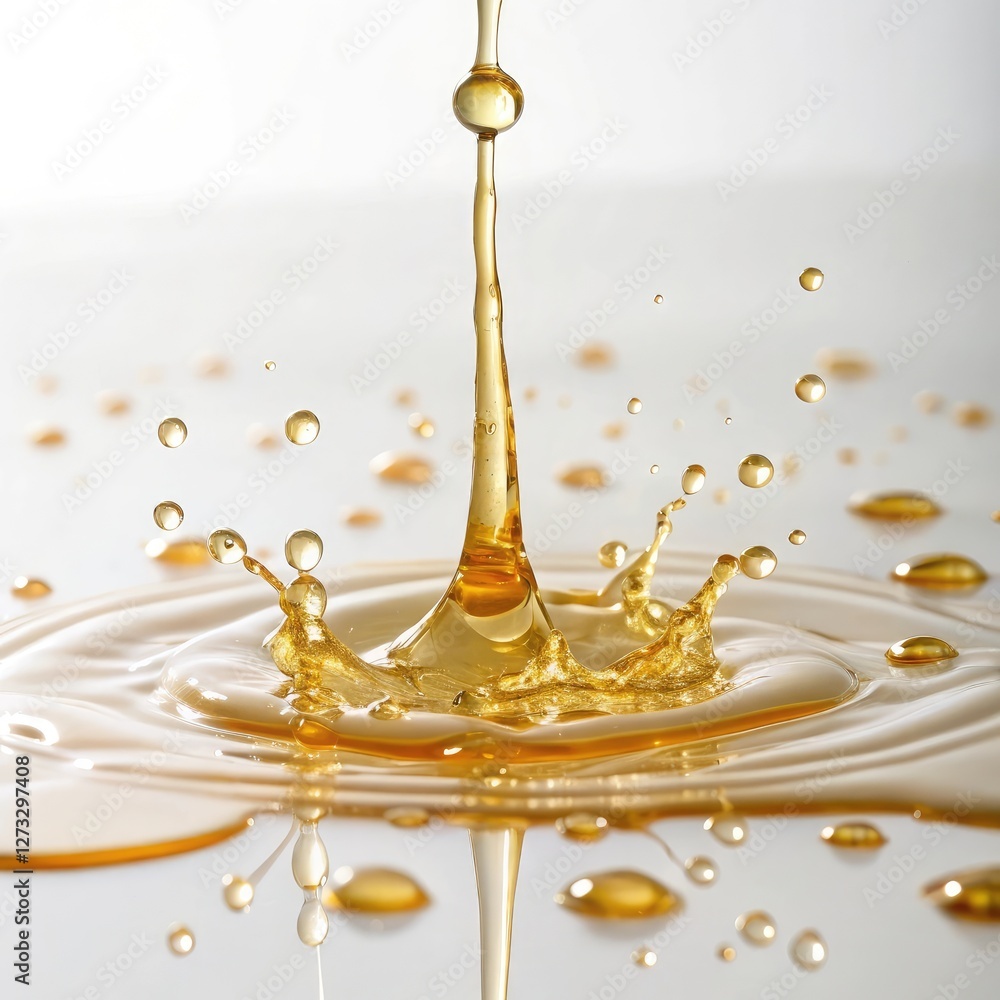 Golden Liquid Droplet Impact: High-Resolution Image Golden Liquid Droplet Impact: High-Resolution Image