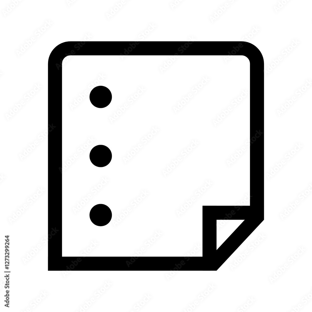 Note icon in black, outline style and white background Note icon in black, outline style and white background