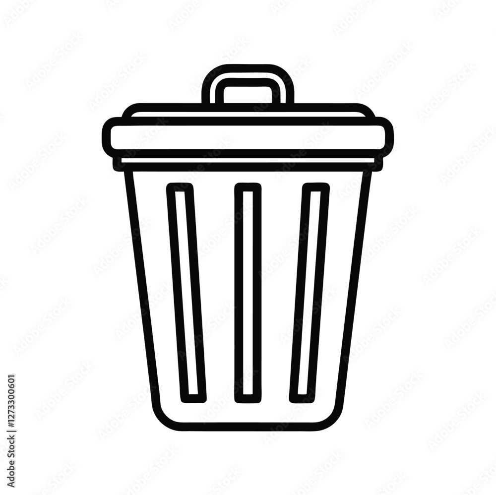 Trash can or trash bin icon in line art style. Trash can line icons. Bin icon set. Garbage tank. vector illustration Trash can or trash bin icon in line art style. Trash can line icons. Bin icon set. Garbage tank. vector illustration