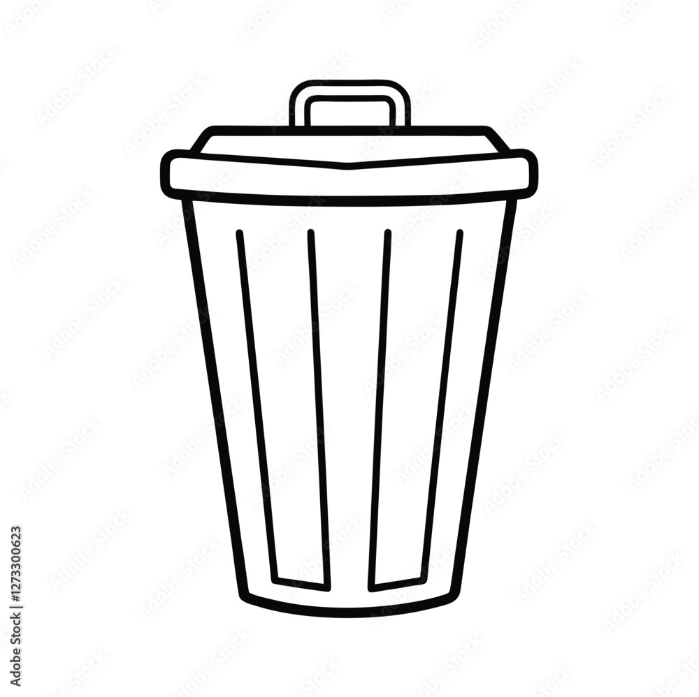 Trash can or trash bin icon in line art style. Trash can line icons. Bin icon set. Garbage tank. vector illustration Trash can or trash bin icon in line art style. Trash can line icons. Bin icon set. Garbage tank. vector illustration