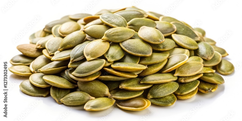 Pile of Pumpkin Seeds on White Background Pile of Pumpkin Seeds on White Background