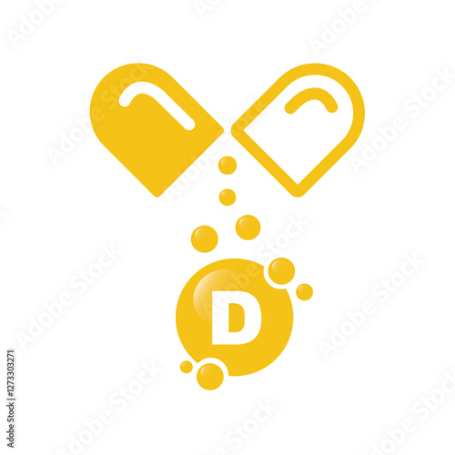Vitamin D complex with drop bubbles - icon, vector.