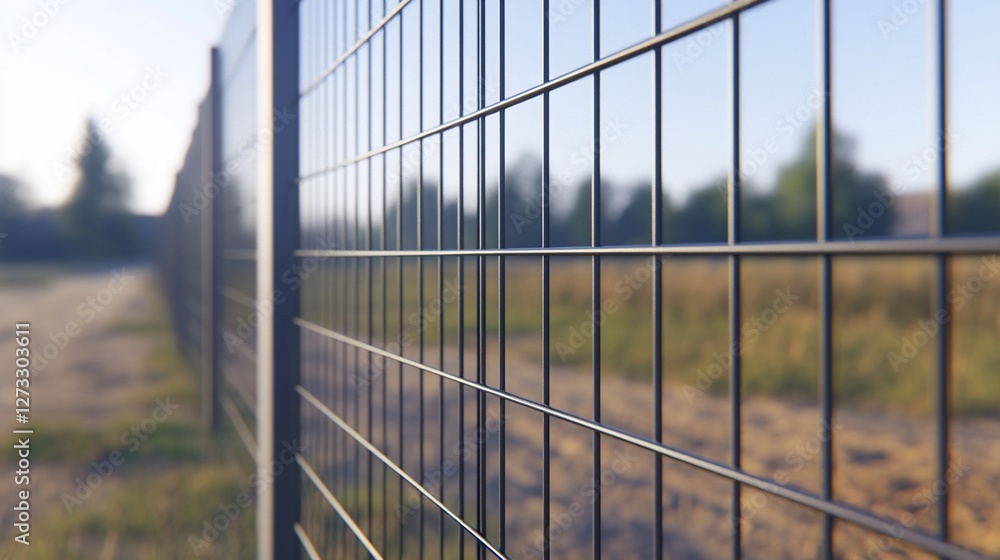 Close-up of a metal wire fence outdoors. Close-up of a metal wire fence outdoors.