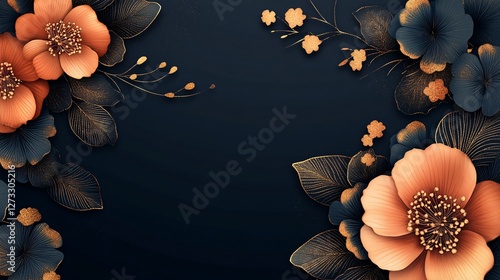 Elegant Gold and Dark Floral Design Background